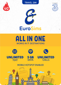 UK + Europe Travel SIM Card  | 120GB Up to Unlimited Data | Three UK