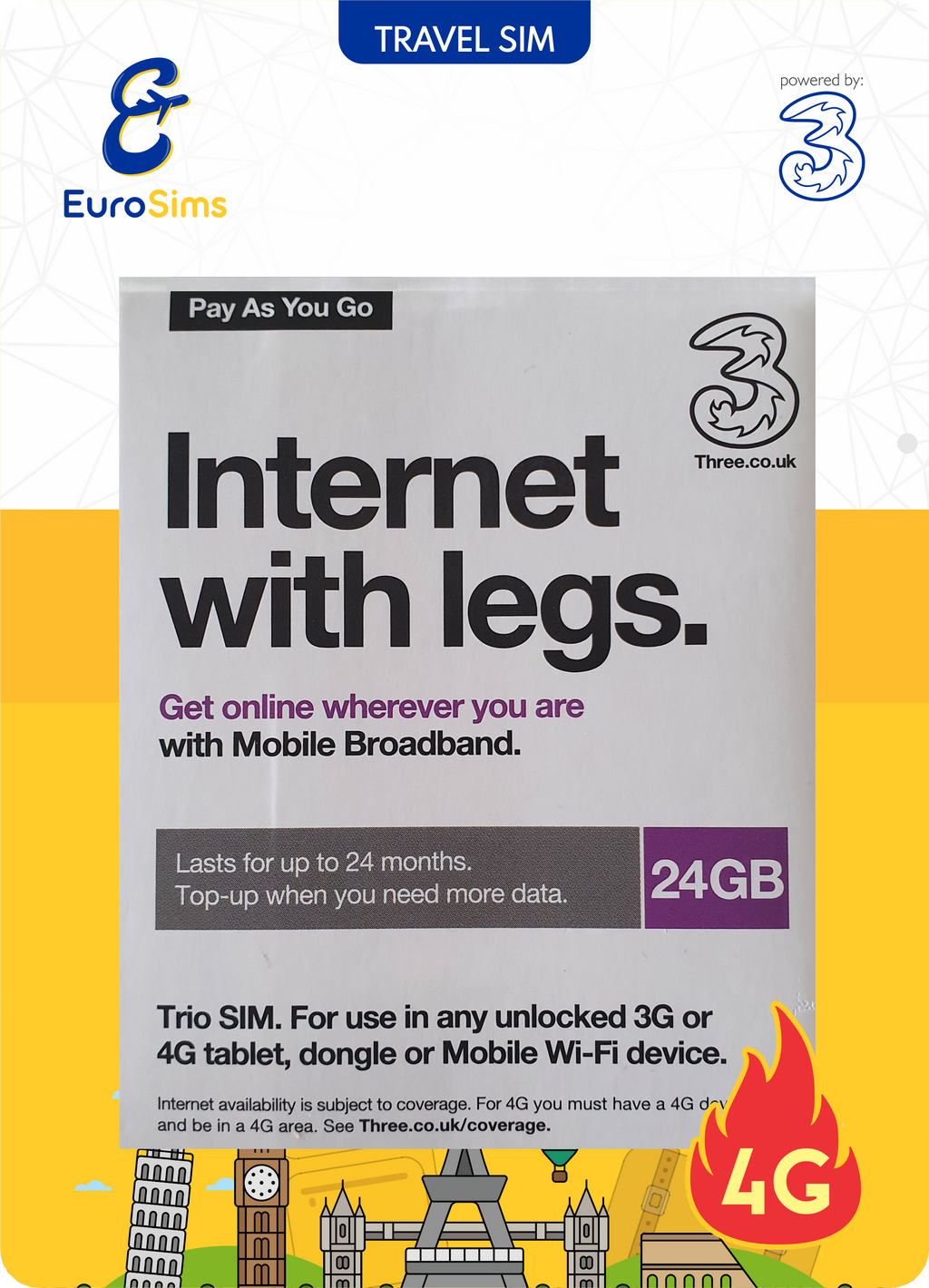 Europe & More MiFi + Tablet SIM Card ⭐ 24GB Data Only ⭐ 730 Days ⭐