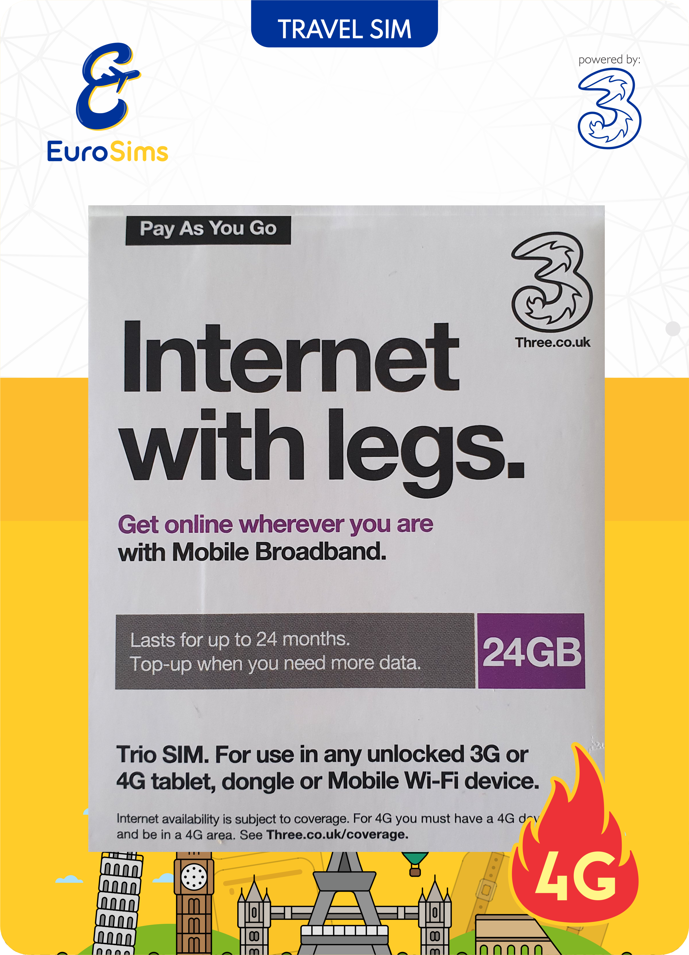 Europe & More MiFi + Tablet SIM Card ⭐ 24GB Data Only ⭐ 730 Days ⭐