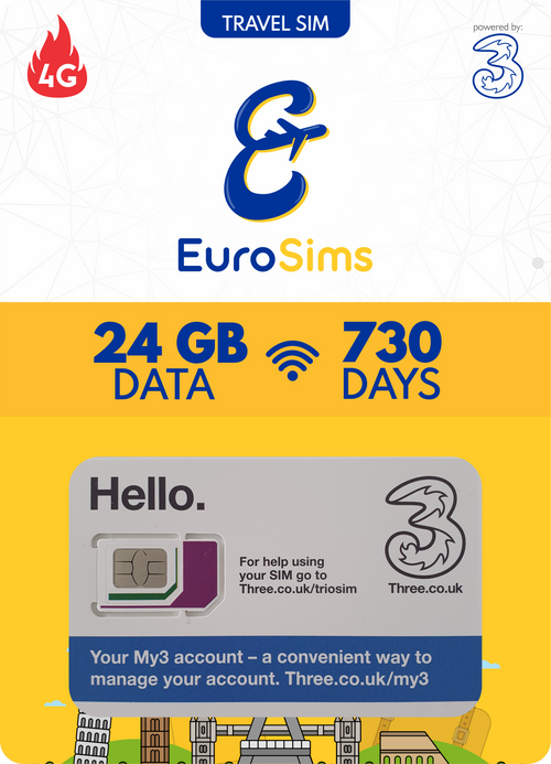 Europe & More MiFi + Tablet SIM Card ⭐ 24GB Data Only ⭐ 730 Days ⭐