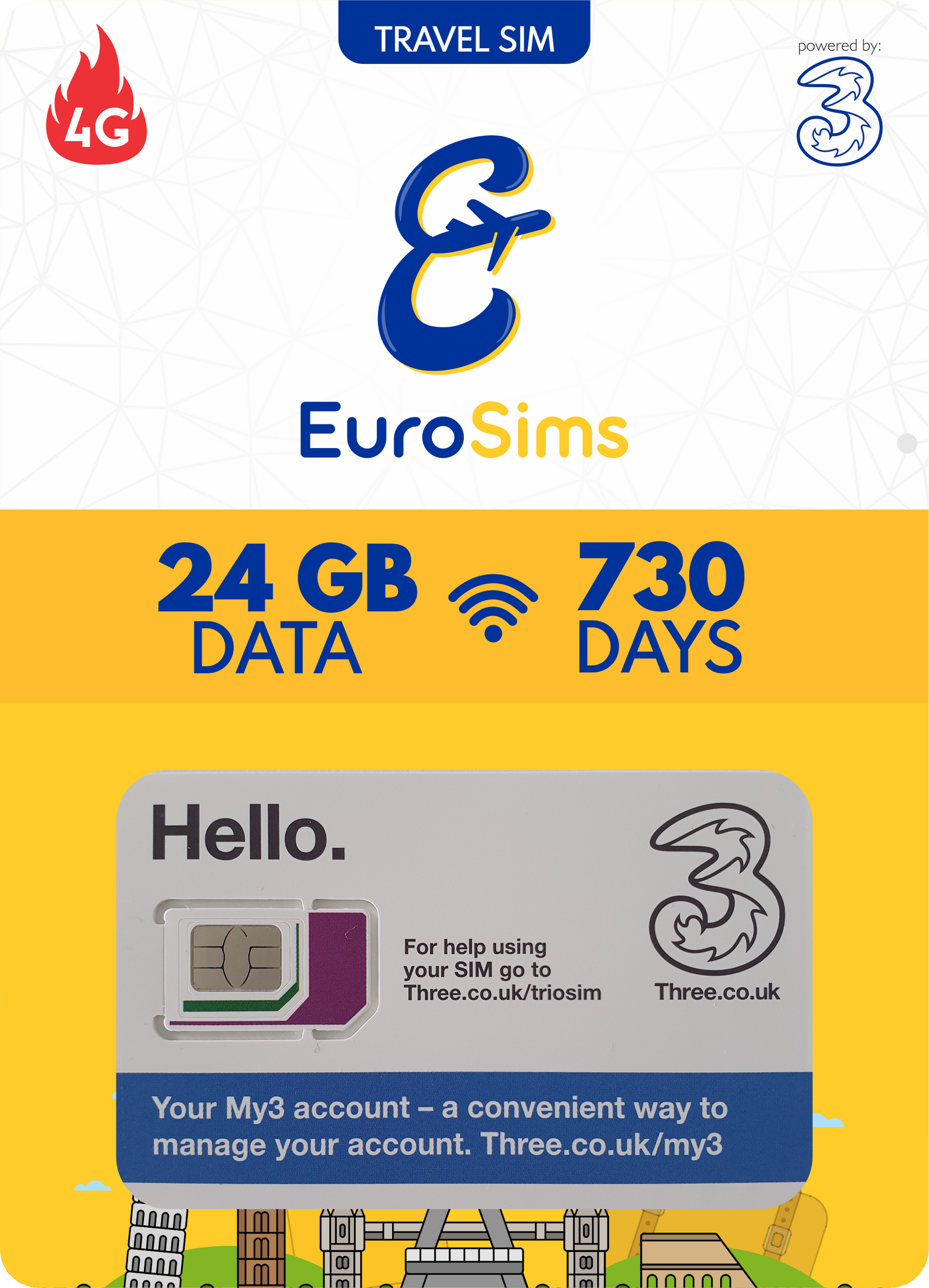 Europe & More MiFi + Tablet SIM Card ⭐ 24GB Data Only ⭐ 730 Days ⭐
