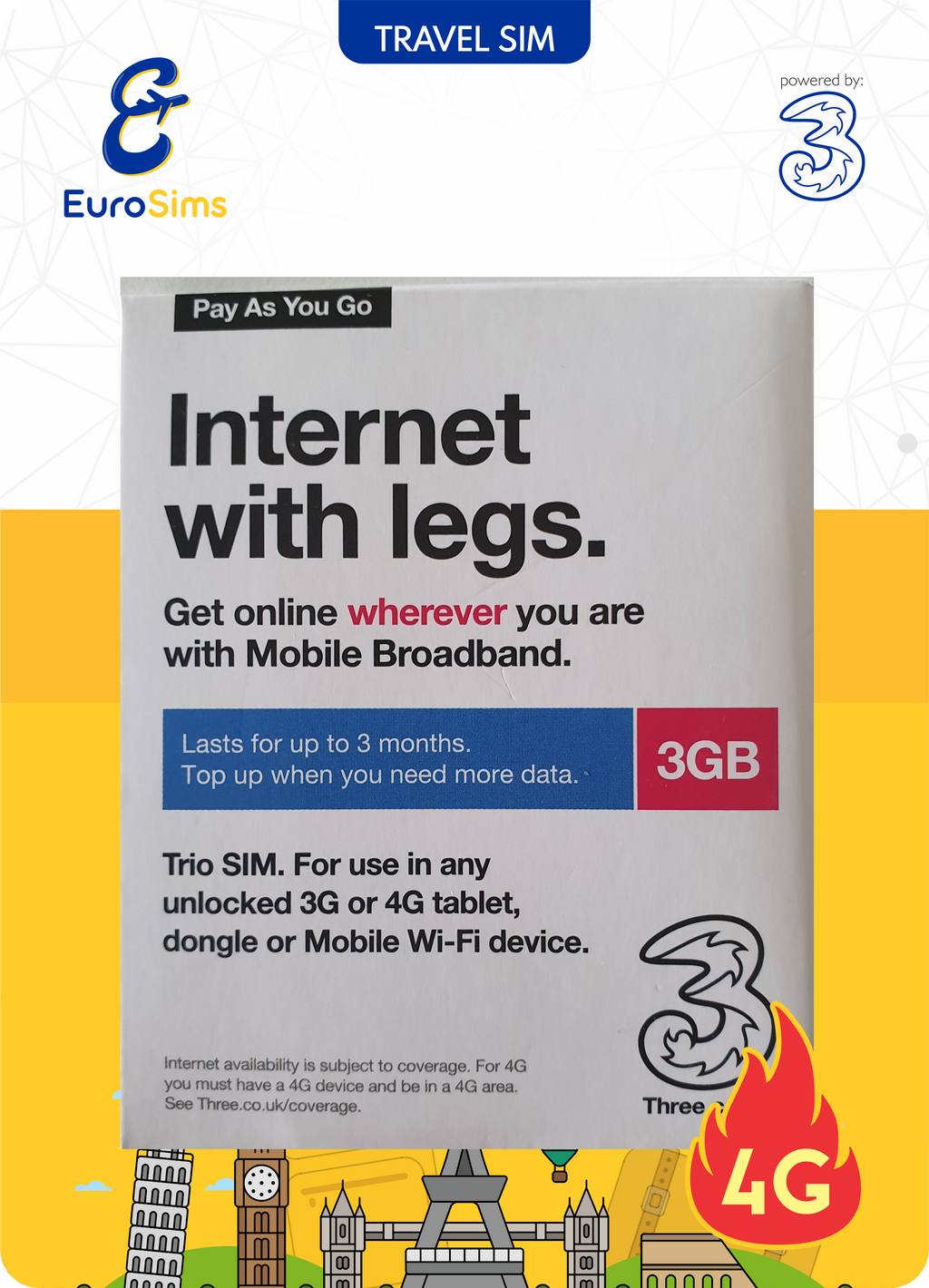 Europe & More MiFi + Tablet SIM Card ⭐ 3GB Data Only ⭐ 90 Days ⭐